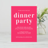 Invitation Typographie Simple Chic Diva Dîner Rose (Debout devant)