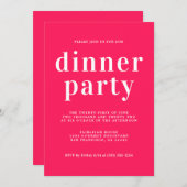 Invitation Typographie Simple Chic Diva Dîner Rose (Devant / Derrière)