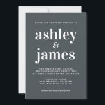 Invitation Typographie simple chic Mariage noir blanc<br><div class="desc">Faire-part de mariage simple et chic, typographie blanche, élégante et moderne sur arrière - plan noir. Ajoutez simplement les détails de votre mariage. Conçu exclusivement pour vous par Happy Dolphin Studio. Si vous avez besoin d'aide ou de produits correspondants, veuillez nous contacter à happydolphinstudio@outlook.com . Nous sommes heureux de vous...</div>