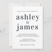 Invitation Typographie simple chic Mariage noir blanc (Devant)