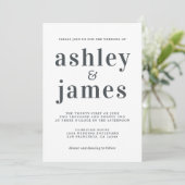 Invitation Typographie simple chic Mariage noir blanc (Debout devant)