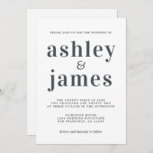 Invitation Typographie simple chic Mariage noir blanc (Devant / Derrière)