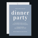 Invitation Typographie Simple Chic Vintage Dîner Bleu<br><div class="desc">Une invitation à dîner simple et chic présente une typographie blanche, élégante et moderne sur un arrière - plan bleu vintage. Ajoutez simplement les détails de votre dîner. Conçu exclusivement pour vous par Happy Dolphin Studio. Si vous avez besoin d'aide ou de produits correspondants, veuillez nous contacter par l'intermédiaire de...</div>