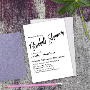 Invitation Typographie simple de la Fête des mariées noire et