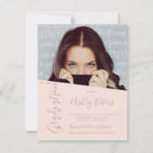 Invitation Typographie simple de poutre blush graduation phot (Devant)