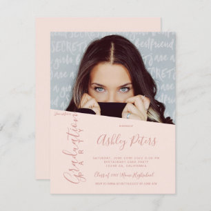 Invitation Typographie simple de poutre blush graduation phot