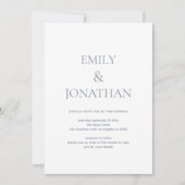 Invitation Typographie simple Dusty Blue QR code Mariage (Devant)