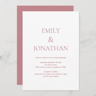 Invitation Typographie simple Dusty Rose Mariage de code QR