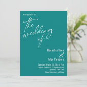 Invitation Typographie simple élégante sarcelle Le mariage de (Debout devant)