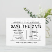 Invitation Typographie simple en gris doux Enregistrer la dat (Debout devant)