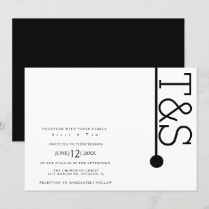 Invitation Typographie simple en noir et blanc, ligne, gras,