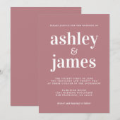 Invitation Typographie simple et chic Dusty Rose Mariage (Devant / Derrière)