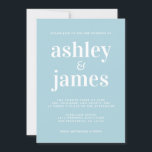 Invitation Typographie simple et chic Mariage bleu brillant<br><div class="desc">Faire-part de mariage simple et chic, typographie blanche, élégante et moderne sur un arrière - plan bleu brillant. Ajoutez simplement les détails de votre mariage. Conçu exclusivement pour vous par Happy Dolphin Studio. Si vous avez besoin d'aide ou de produits correspondants, veuillez nous contacter à happydolphinstudio@outlook.com . Nous sommes heureux...</div>