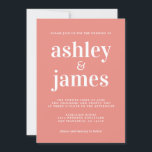 Invitation Typographie simple et chic Mariage de corail brûlé<br><div class="desc">La faire-part de mariage est simple et chic, avec une typographie blanche, élégante et moderne sur un arrière - plan de corail brûlé. Ajoutez simplement les détails de votre mariage. Conçu exclusivement pour vous par Happy Dolphin Studio. Si vous avez besoin d'aide ou de produits correspondants, veuillez nous contacter à...</div>