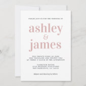 Invitation Typographie simple et chic Mariage rose argent (Devant)
