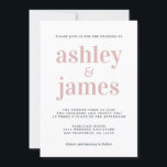 Invitation Typographie simple et chic Mariage rose argent<br><div class="desc">Faire-part de mariage simple et chic avec lettrage audacieux présente une typographie argentée rose, élégante et moderne sur un arrière - plan blanc. Ajoutez simplement les détails de votre mariage. Conçu exclusivement pour vous par Happy Dolphin Studio. Si vous avez besoin d'aide ou de produits correspondants, veuillez nous contacter à...</div>