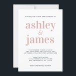 Invitation Typographie simple et chic Mariage rose argent<br><div class="desc">Faire-part de mariage simple et chic avec lettrage audacieux présente une typographie argentée rose, élégante et moderne sur un arrière - plan blanc. Ajoutez simplement les détails de votre mariage. Conçu exclusivement pour vous par Happy Dolphin Studio. Si vous avez besoin d'aide ou de produits correspondants, veuillez nous contacter à...</div>