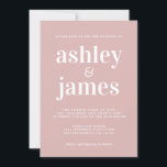 Invitation Typographie simple et chic Mariage rose argent<br><div class="desc">La faire-part de mariage est simple et chic, avec une typographie blanche, élégante et moderne sur un arrière - plan rose argenté. Ajoutez simplement les détails de votre mariage. Conçu exclusivement pour vous par Happy Dolphin Studio. Si vous avez besoin d'aide ou de produits correspondants, veuillez nous contacter à happydolphinstudio@outlook.com...</div>