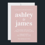 Invitation Typographie simple et chic Mariage rose argent<br><div class="desc">La faire-part de mariage est simple et chic, avec une typographie blanche, élégante et moderne sur un arrière - plan rose argenté. Ajoutez simplement les détails de votre mariage. Conçu exclusivement pour vous par Happy Dolphin Studio. Si vous avez besoin d'aide ou de produits correspondants, veuillez nous contacter à happydolphinstudio@outlook.com...</div>