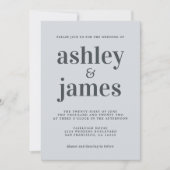 Invitation Typographie simple et chic Pastel Mariage bleu (Devant)