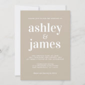Invitation Typographie simple et chic Shiitake Grey Mariage (Devant)