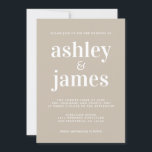 Invitation Typographie simple et chic Shiitake Grey Mariage<br><div class="desc">Faire-part de mariage simple et chic avec typographie blanche, élégante et moderne sur un arrière - plan gris shiitake. Ajoutez simplement les détails de votre mariage. Conçu exclusivement pour vous par Happy Dolphin Studio. Si vous avez besoin d'aide ou de produits correspondants, veuillez nous contacter à happydolphinstudio@outlook.com . Nous sommes...</div>