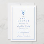 Invitation Typographie simple et élégante Baby shower bleu (Devant)