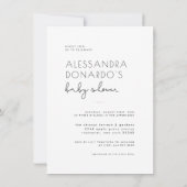 Invitation Typographie simple et élégante Baby shower photo m (Dos)