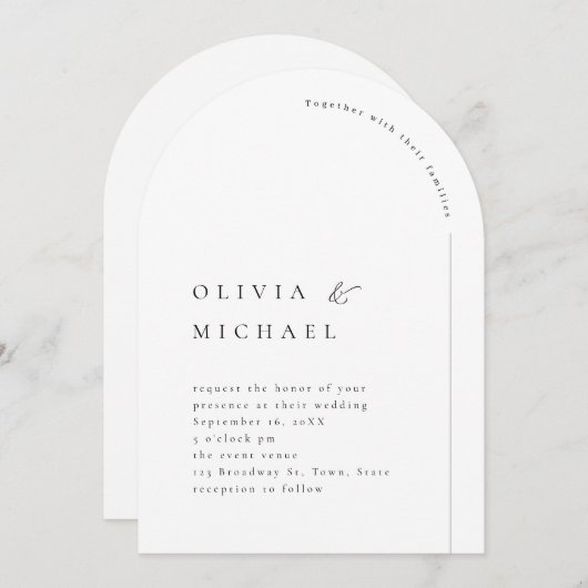 Invitation Typographie simple et élégante Mariage d'arc moder (Devant / Derrière)