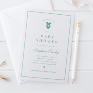 Invitation Typographie simple et élégante Sage Baby shower ve