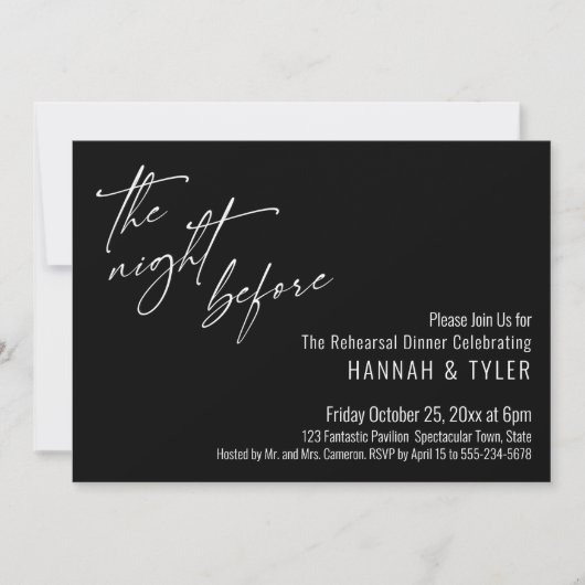Invitation Typographie Simple La Nuit Avant Noir (Devant)