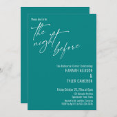 Invitation Typographie Simple La Nuit Avant Turquoise (Devant / Derrière)