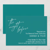 Invitation Typographie simple La veille Bleu sarcelle (Devant / Derrière)