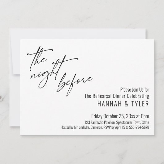 Invitation Typographie simple La veille Contemporain (Devant)
