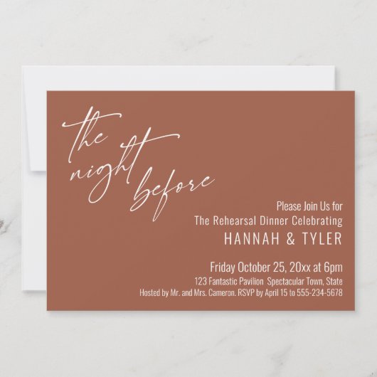 Invitation Typographie simple La veille Terracotta (Devant)
