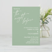 Invitation Typographie simple La veille Vert sauge (Debout devant)