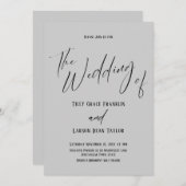 Invitation Typographie Simple Le Mariage De Grey Clair (Devant / Derrière)