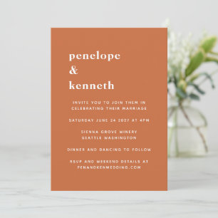Invitation Typographie simple Mariage orange brûlé moderne