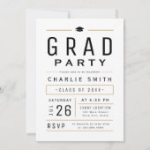 Invitation Typographie simple moderne 3 Photo Graduation Part (Dos)