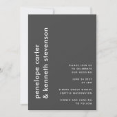 Invitation Typographie simple moderne | Mariage noir et blanc (Devant)