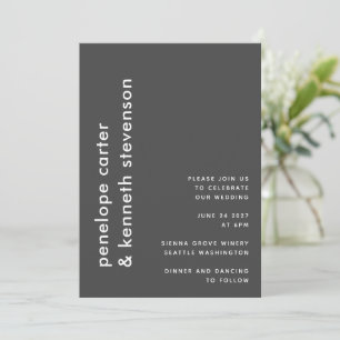 Invitation Typographie simple moderne   Mariage noir et blanc