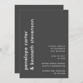 Invitation Typographie simple moderne | Mariage noir et blanc (Devant / Derrière)