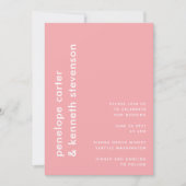 Invitation Typographie simple moderne | Mariage rose Rose (Devant)