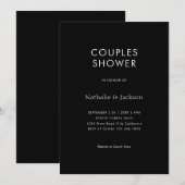 Invitation Typographie simple Noir Couple Douche nuptiale (Devant / Derrière)