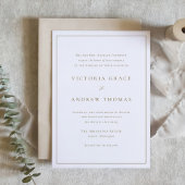 Invitation Typographie simple or et blanc Mariage formel