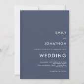 Invitation Typographie simple Personnalisé Dusty Navy Mariage (Devant)