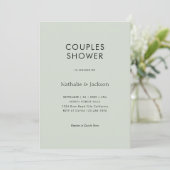 Invitation Typographie simple Sage Green Couple Douche nuptia (Debout devant)