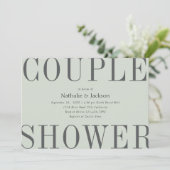 Invitation Typographie simple Sage Green Couple Douche nuptia (Debout devant)