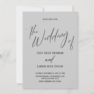 Invitation Typographie simple Simple Le Mariage de Gris Clair