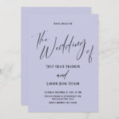 Invitation Typographie Simple Simple Le Mariage De Lavender (Devant / Derrière)